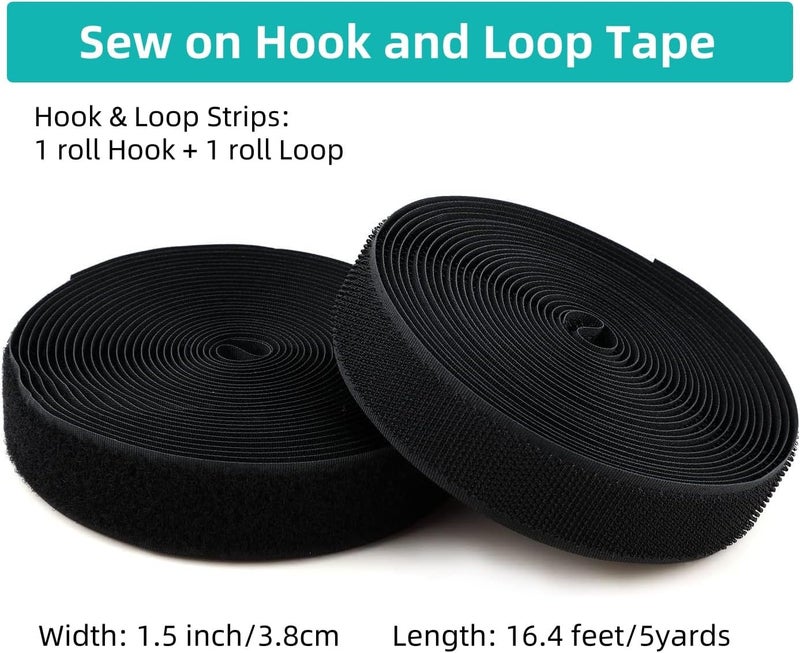 SICCOMA Sew on Hook and Loop Tape 1.5 Inch Wide,16.4 Feet Non-Adhesive Back Sewing Hook and Loop Strips Sewing Fastener Fabric Fastener Non Adhesive Interlocking Tape - Image 3